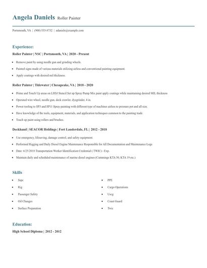 Roller Painter Resume