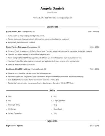 Roller Painter Resume