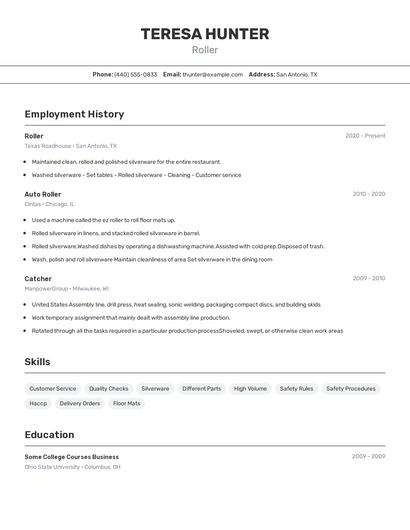 Roller Resume