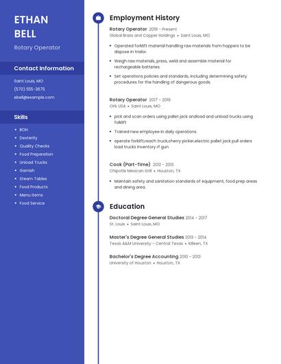 Rotary Operator Resume