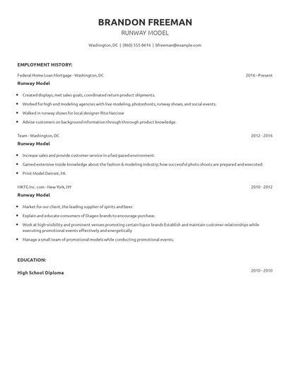 Runway Model Resume