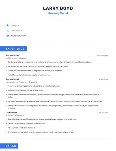 Runway Model Resume