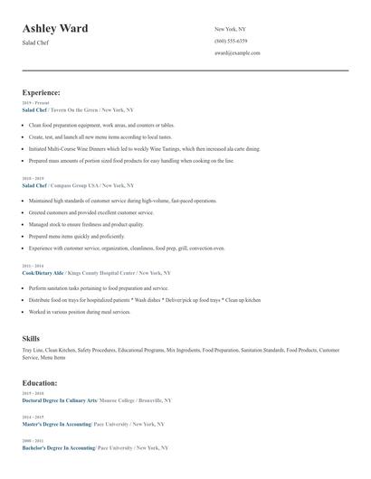 Salad Chef Resume