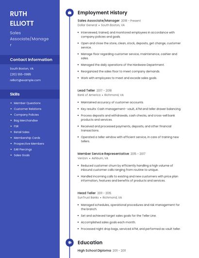 Sales Associate/Manager Resume