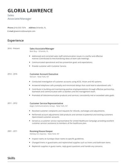 Sales Associate/Manager Resume