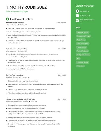 Sales Associate/Manager Resume