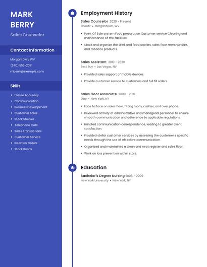 Sales Counselor Resume