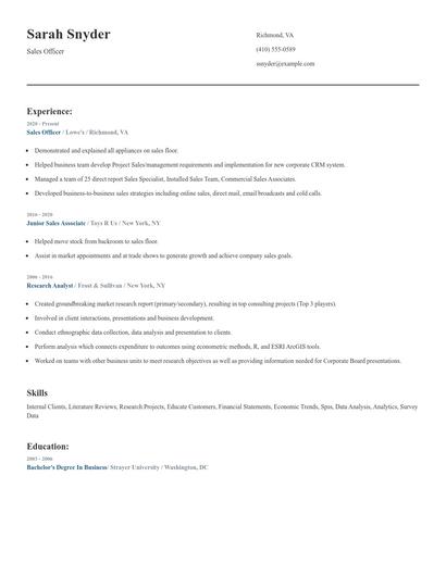 Sales Officer Resume