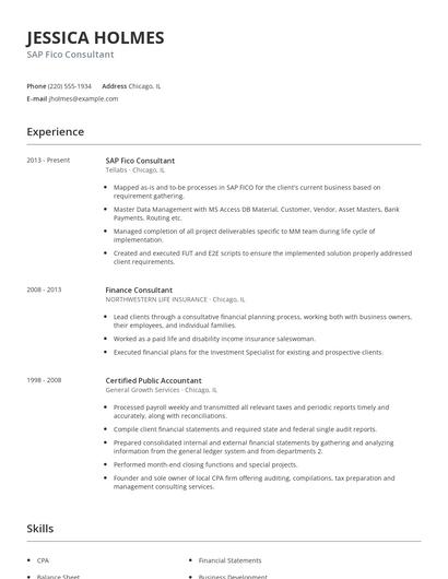 SAP Fico Consultant Resume