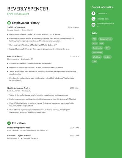 SAP Fico Consultant Resume