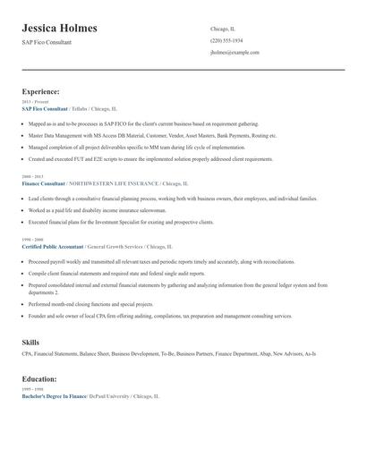 SAP Fico Consultant Resume