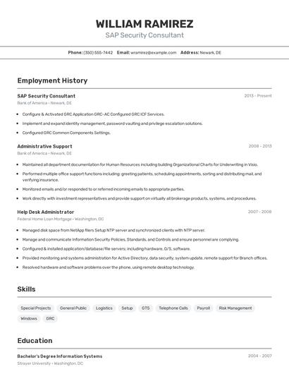 SAP Security Consultant Resume
