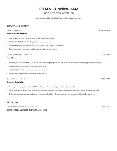 Satellite Dish Installer Resume