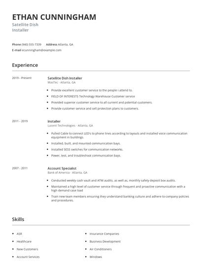 Satellite Dish Installer Resume