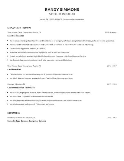 Satellite Installer Resume