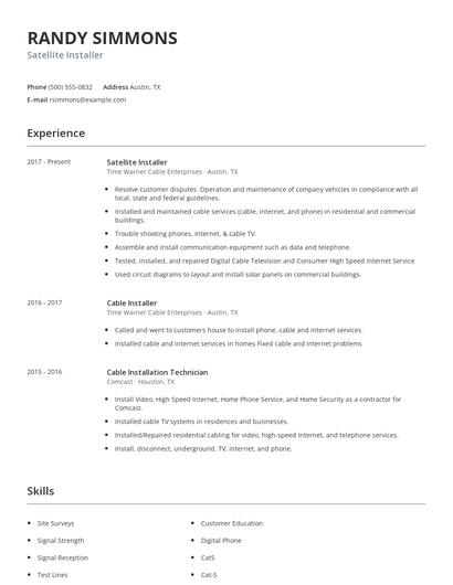 Satellite Installer Resume