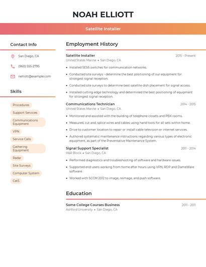 Satellite Installer Resume