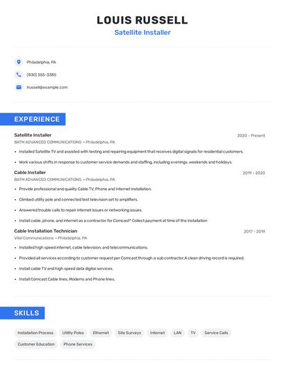 Satellite Installer Resume