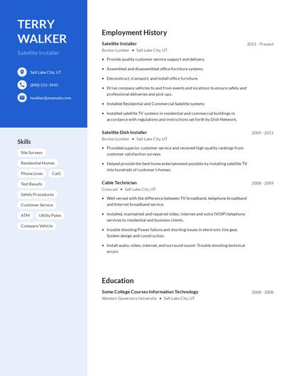 Satellite Installer Resume