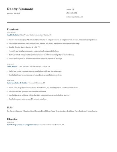 Satellite Installer Resume