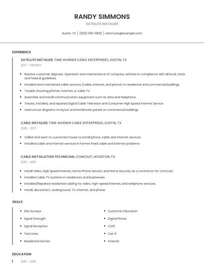 Satellite Installer Resume