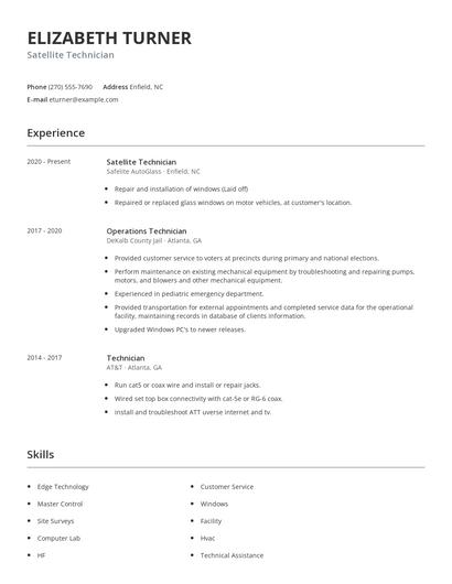 Satellite Technician Resume