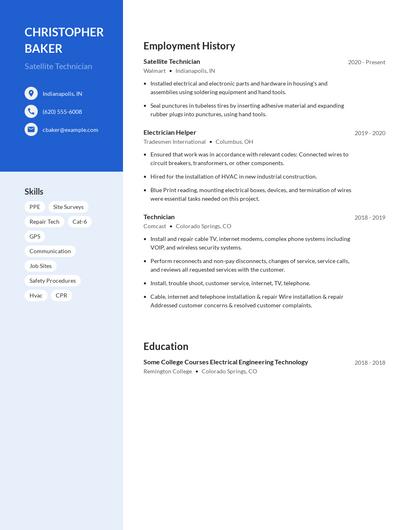 Satellite Technician Resume