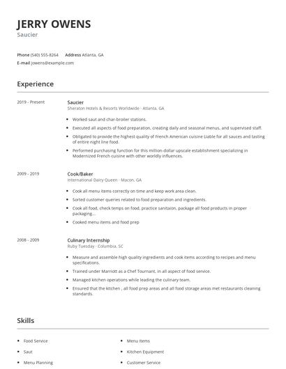 Saucier Resume