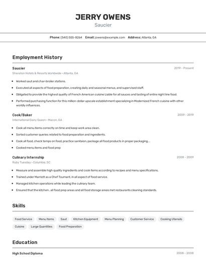 Saucier Resume