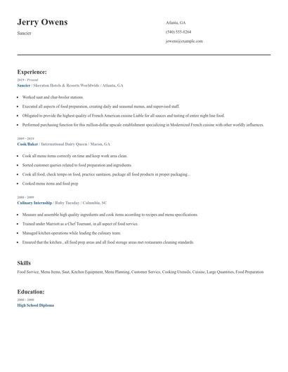 Saucier Resume
