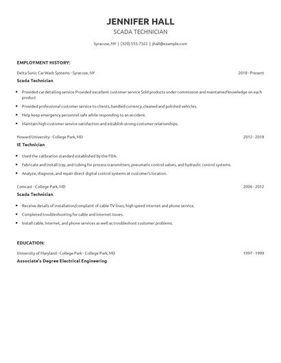 Scada Technician Resume