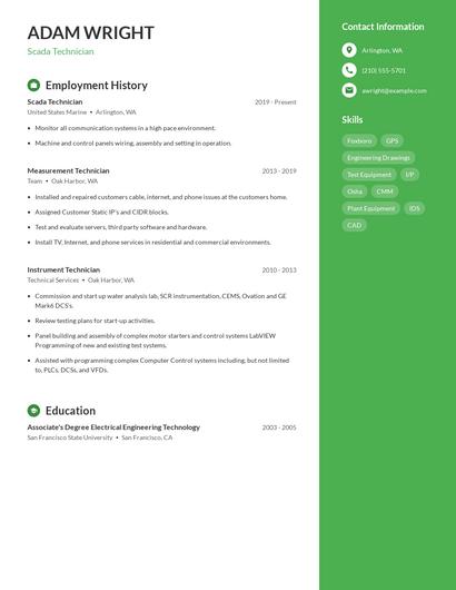 Scada Technician Resume