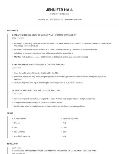 Scada Technician Resume
