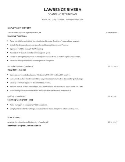 Scanning Technician Resume