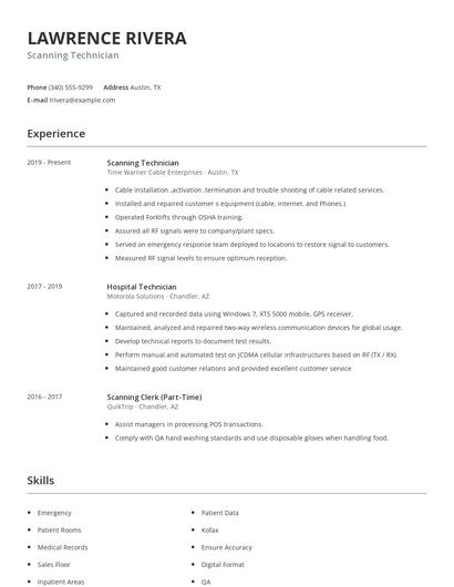 Scanning Technician Resume