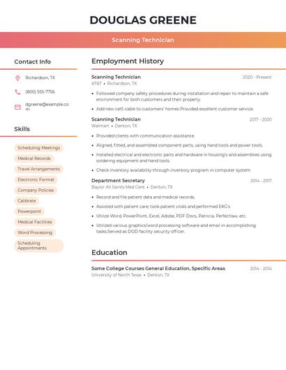 Scanning Technician Resume