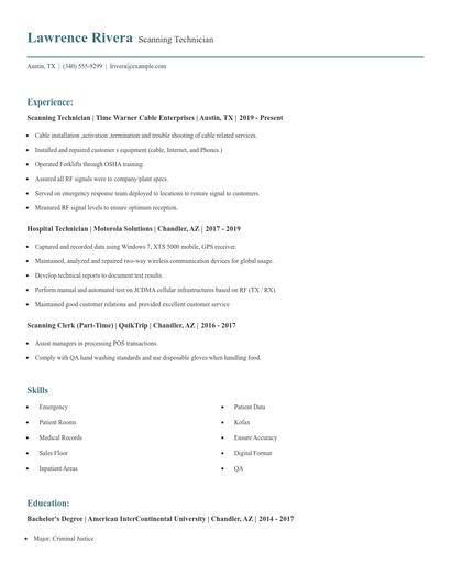 Scanning Technician Resume