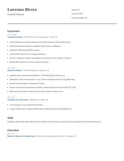 Scanning Technician Resume