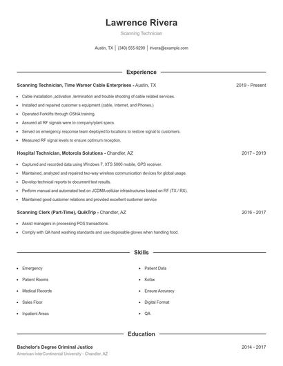 Scanning Technician Resume