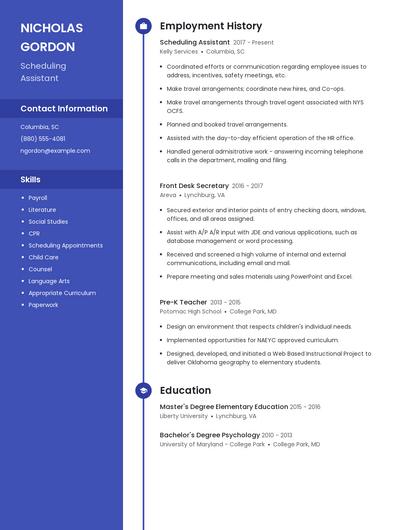 Scheduling Assistant Resume