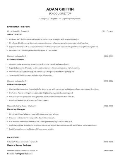 School Director Resume
