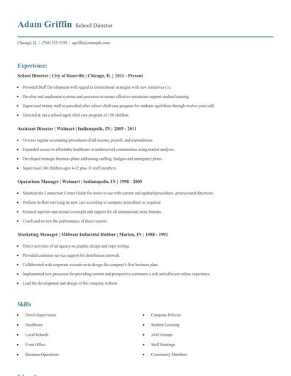 School Director Resume