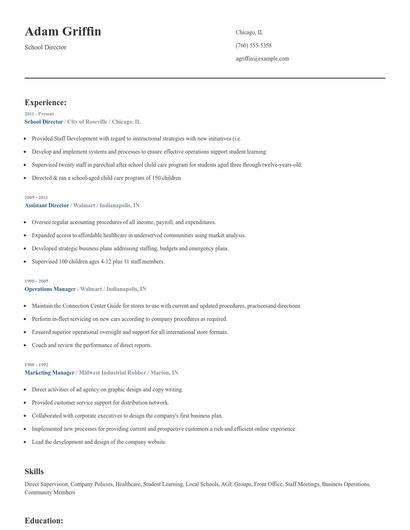 School Director Resume