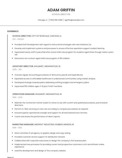 School Director Resume