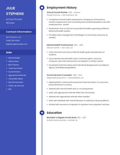School Social Worker Resume
