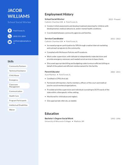School Social Worker Resume