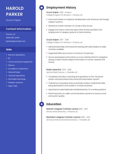 Scout Sniper Resume