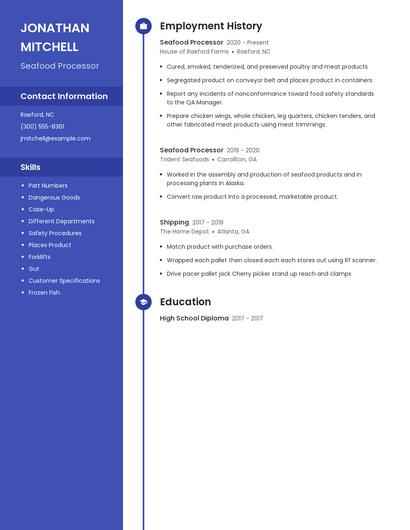 Seafood Processor Resume