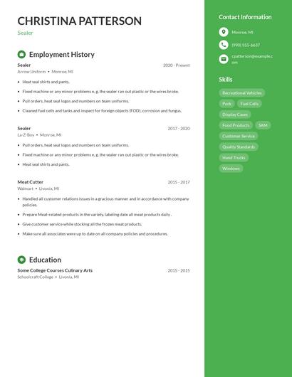 Sealer Resume
