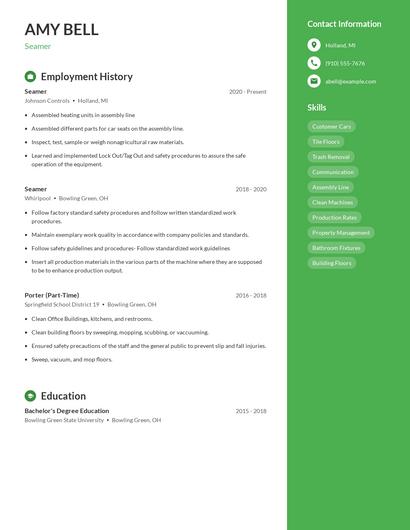 Seamer Resume